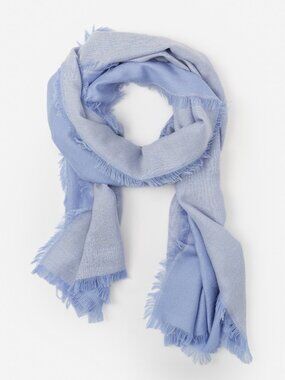 J McLaughlin Carey Cashmere Scarf - Blue/Ivory NEW